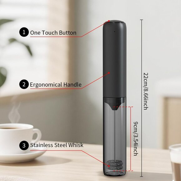 CIRCLE JOY Rechargeable Milk Frother Hanheld, Dual Coil Whisk - Picture 4 of 6